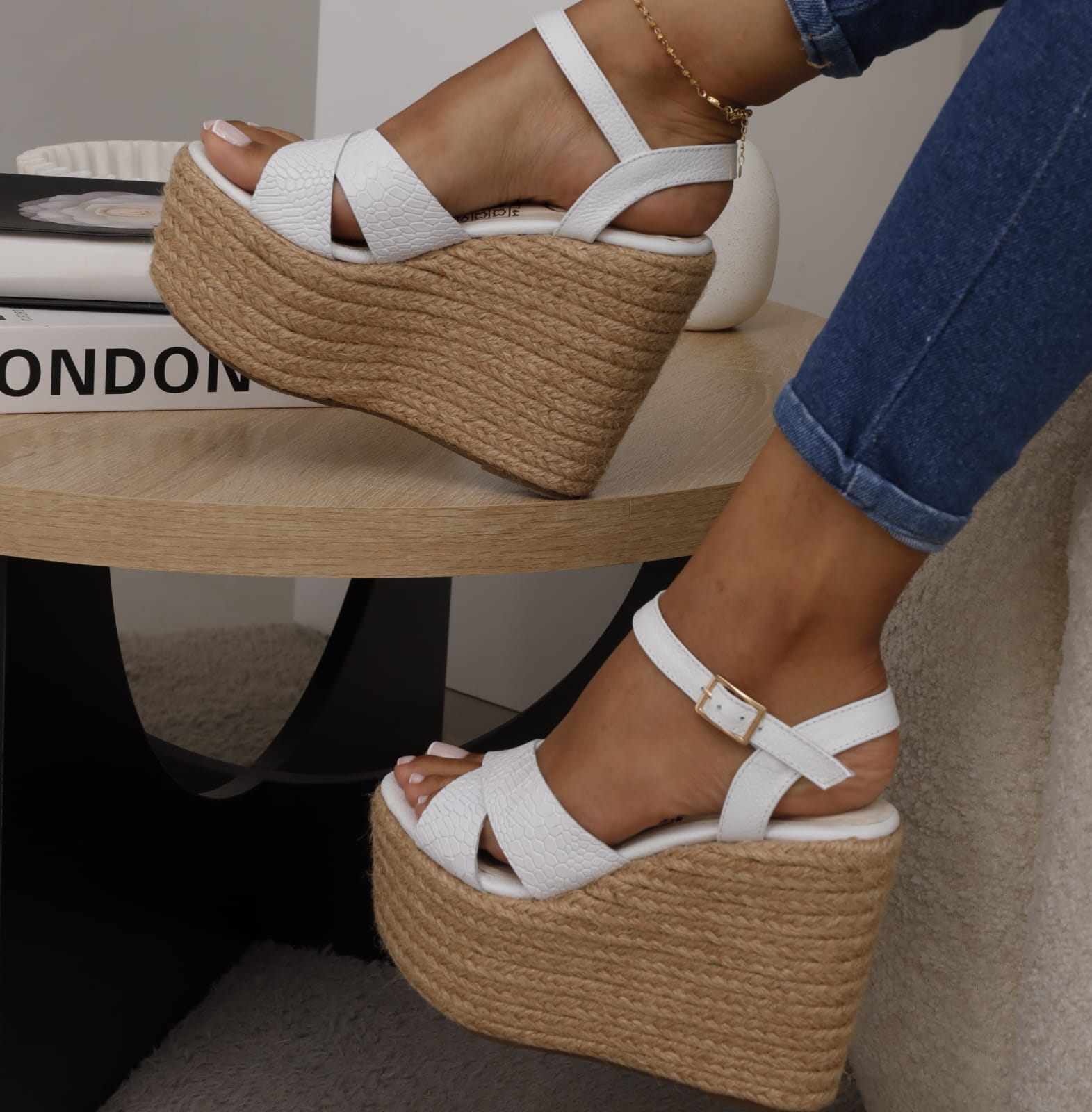 Sandalia Plataforma Yute Brezo blanco 12