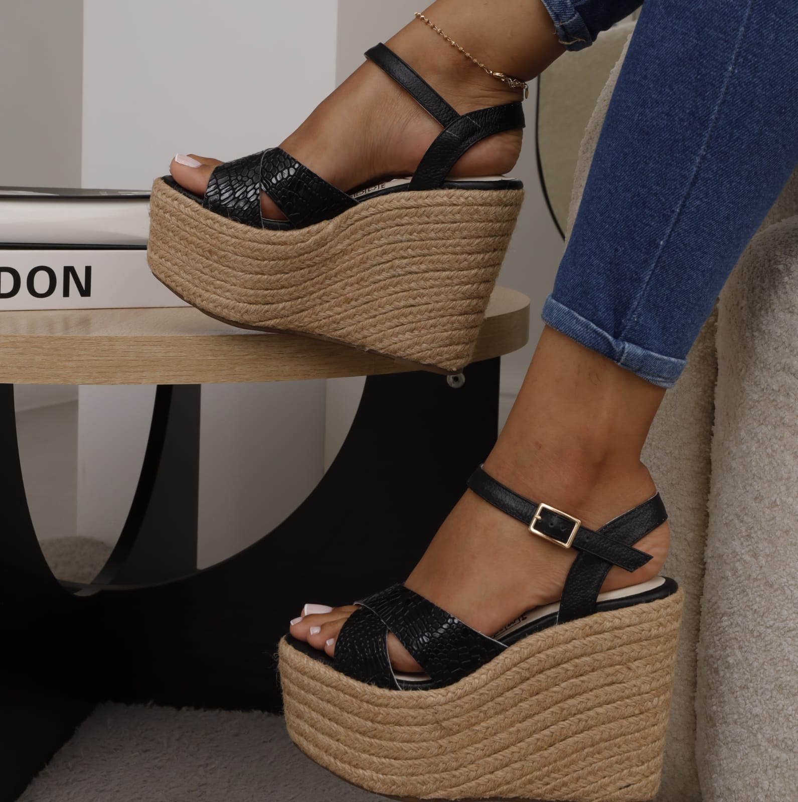 Sandalia Plataforma Yute Brezo negro 12