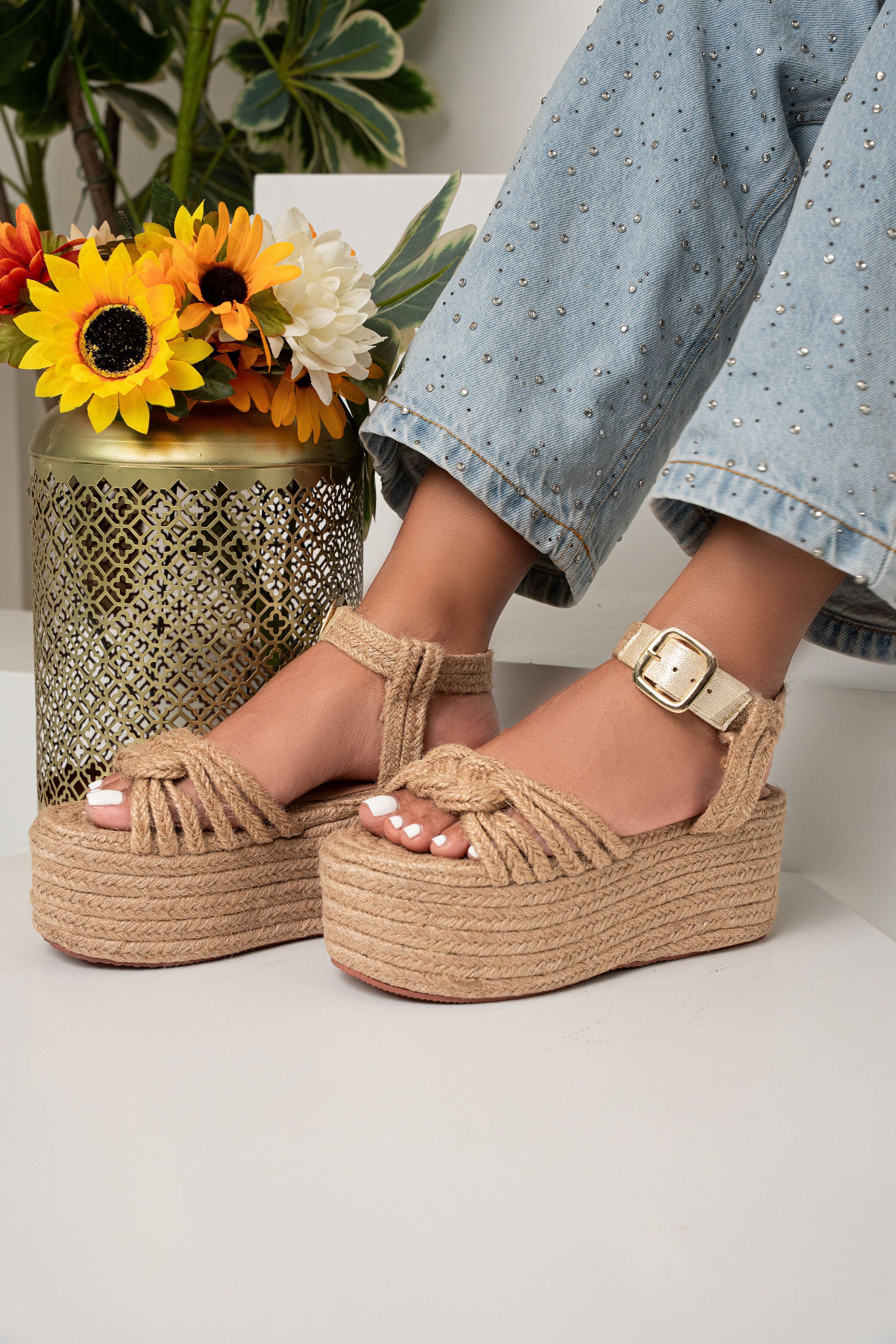 Sandalia Plataforma Yute Mabel 7cm