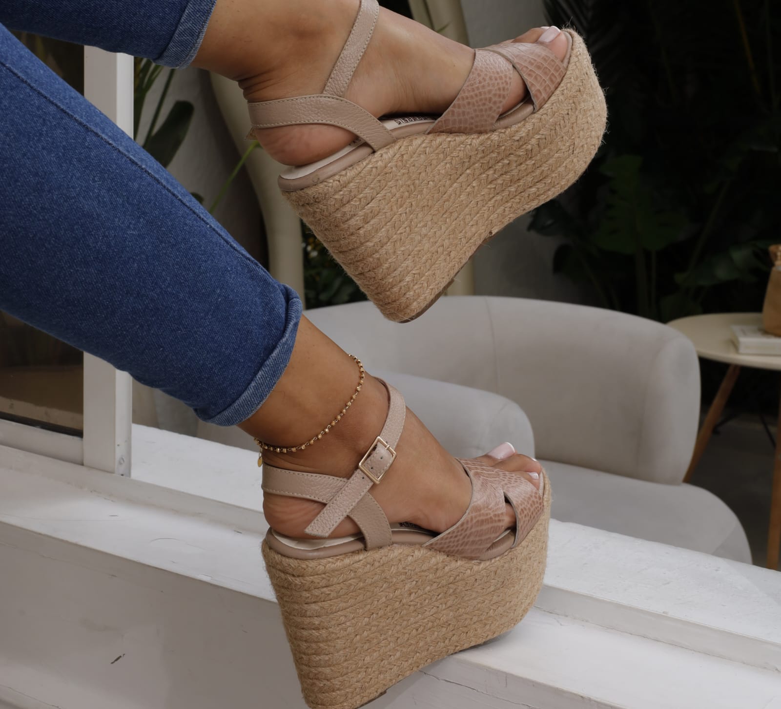 Sandalia Plataforma Yute Brezo nude