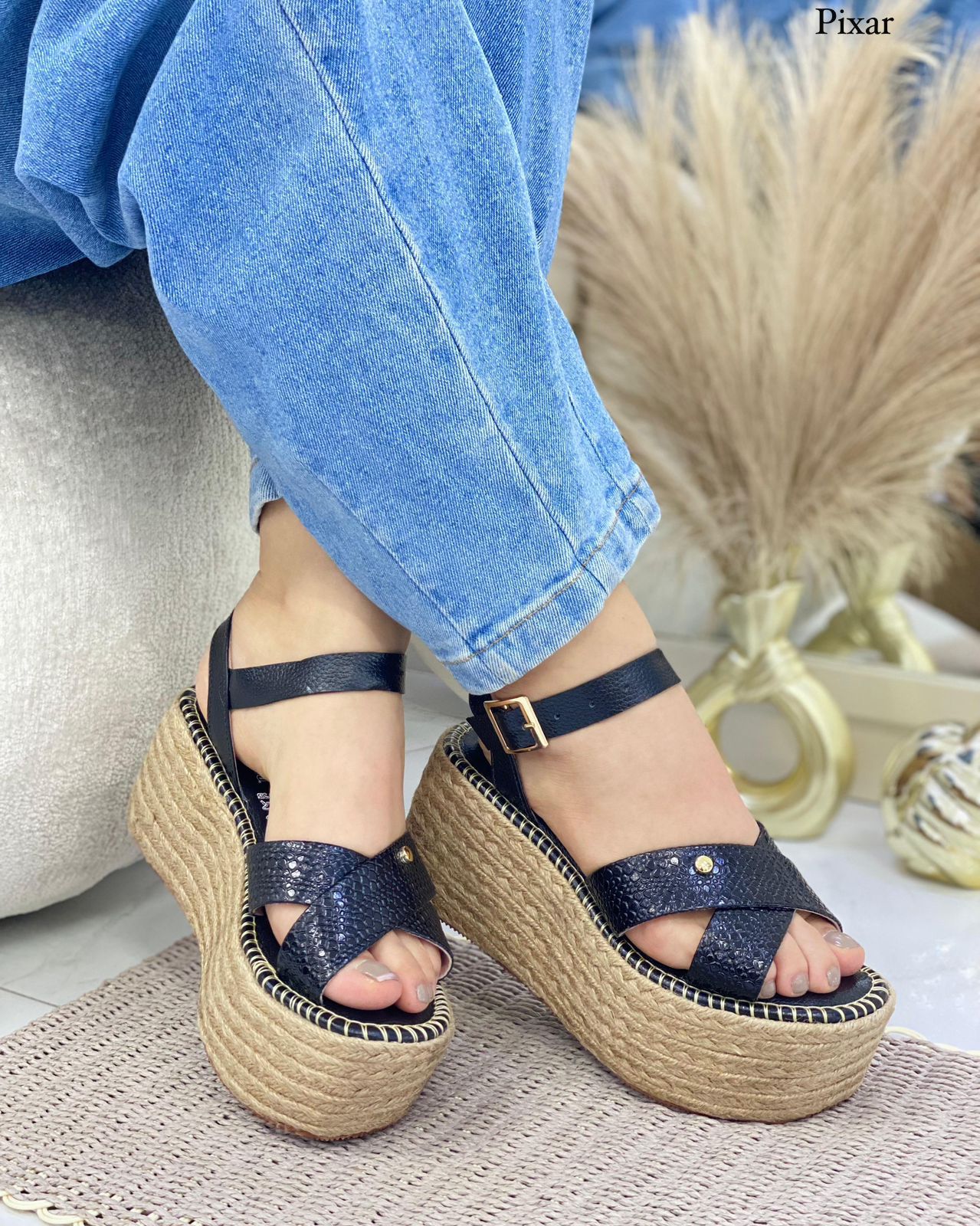 Sandalia Plataforma Yute Brezo negro 6