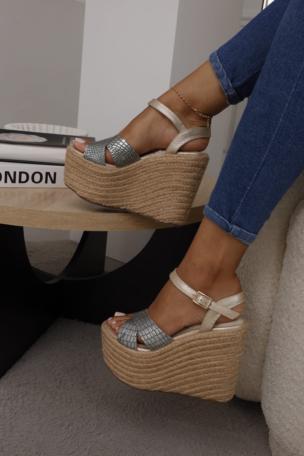 Sandalia Plataforma Yute Brezo plomo
