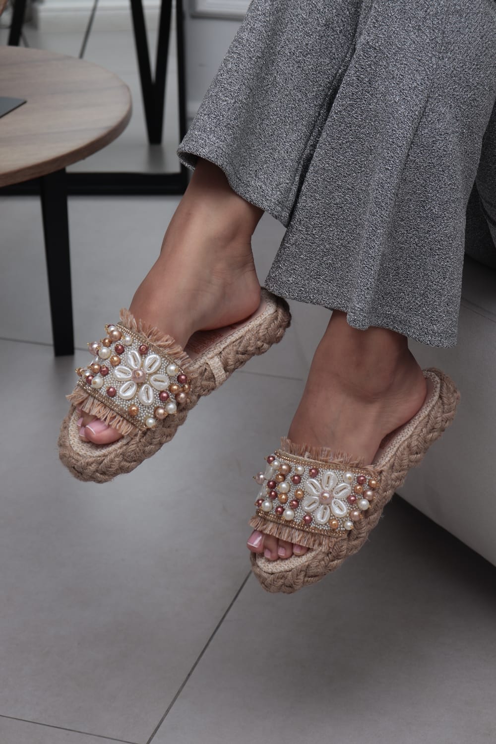 Sandalia Plataforma Yute marfil tierra